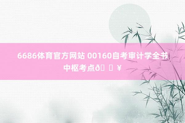 6686体育官方网站 00160自考审计学全书中枢考点🔥