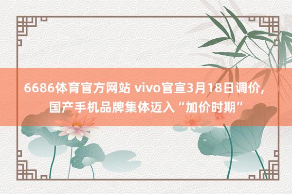 6686体育官方网站 vivo官宣3月18日调价, 国产手机品牌集体迈入“加价时期”