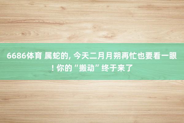 6686体育 属蛇的, 今天二月月朔再忙也要看一眼! 你的“搬动”终于来了