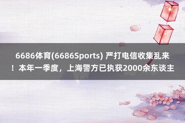 6686体育(6686Sports) 严打电信收集乱来！本年一季度，上海警方已执获2000余东谈主