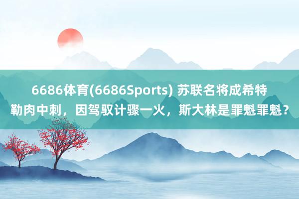 6686体育(6686Sports) 苏联名将成希特勒肉中刺，因驾驭计骤一火，斯大林是罪魁罪魁？
