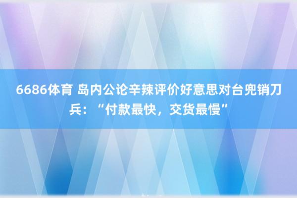 6686体育 岛内公论辛辣评价好意思对台兜销刀兵：“付款最快，交货最慢”