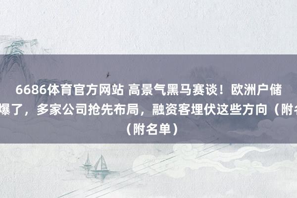 6686体育官方网站 高景气黑马赛谈！欧洲户储订单爆了，多家公司抢先布局，融资客埋伏这些方向（附名单）