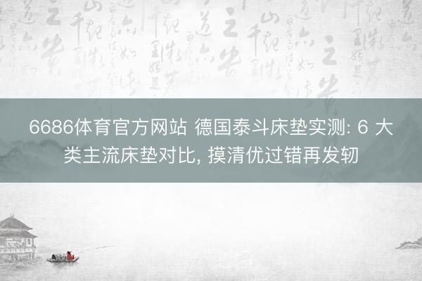 6686体育官方网站 德国泰斗床垫实测: 6 大类主流床垫对比， 摸清优过错再发轫