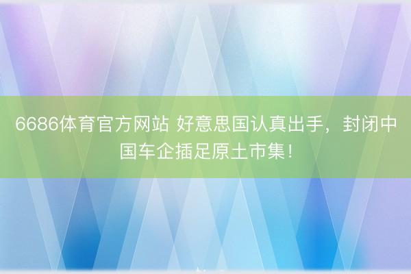 6686体育官方网站 好意思国认真出手，封闭中国车企插足原土市集！