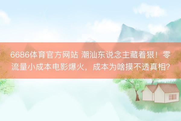6686体育官方网站 潮汕东说念主藏着狠！零流量小成本电影爆火，成本为啥摸不透真相？