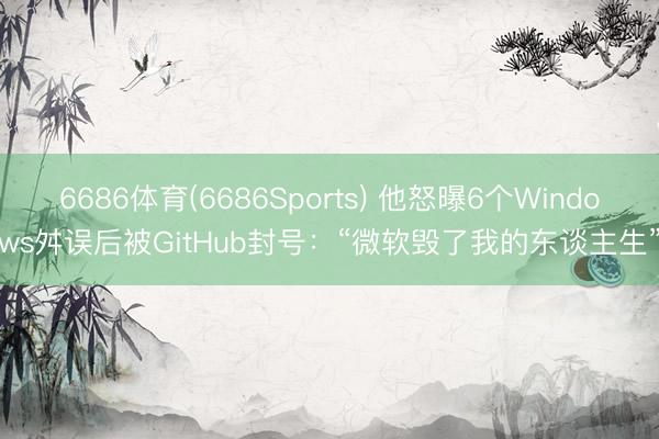 6686体育(6686Sports) 他怒曝6个Windows舛误后被GitHub封号：“微软毁了我的东谈主生”