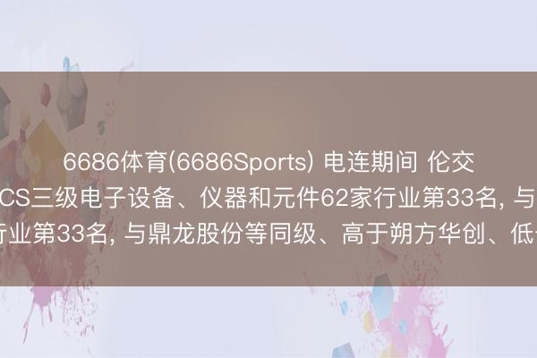 6686体育(6686Sports) 电连期间 伦交所ESG评级为C+， 位居GICS三级电子设备、仪器和元件62家行业第33名， 与鼎龙股份等同级、高于朔方华创、低于海兴电力等
